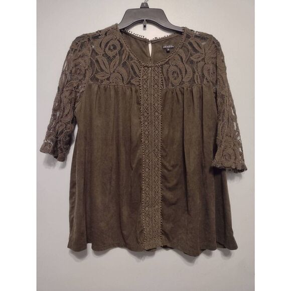 Hannah Size L Green Boho Blouse Top - Picture 1 of 5